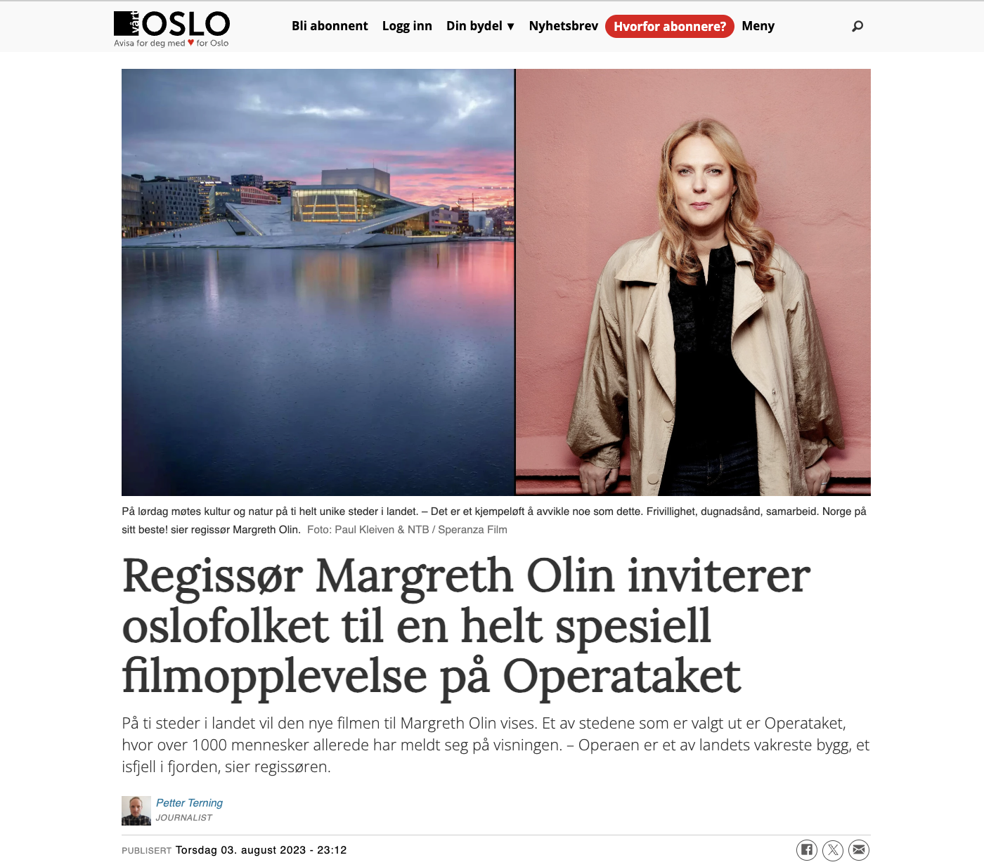 utklipp Avisa Oslo filmopplevelse Operataket